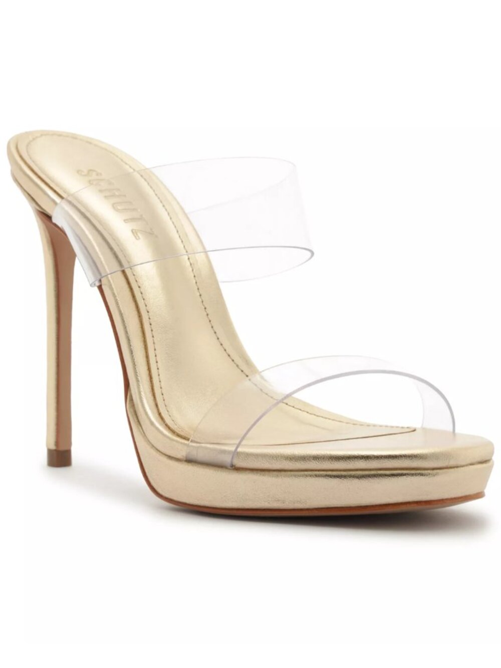 Schutz Ariella Platform Dress Sandals Platinum Size 8 B NWT